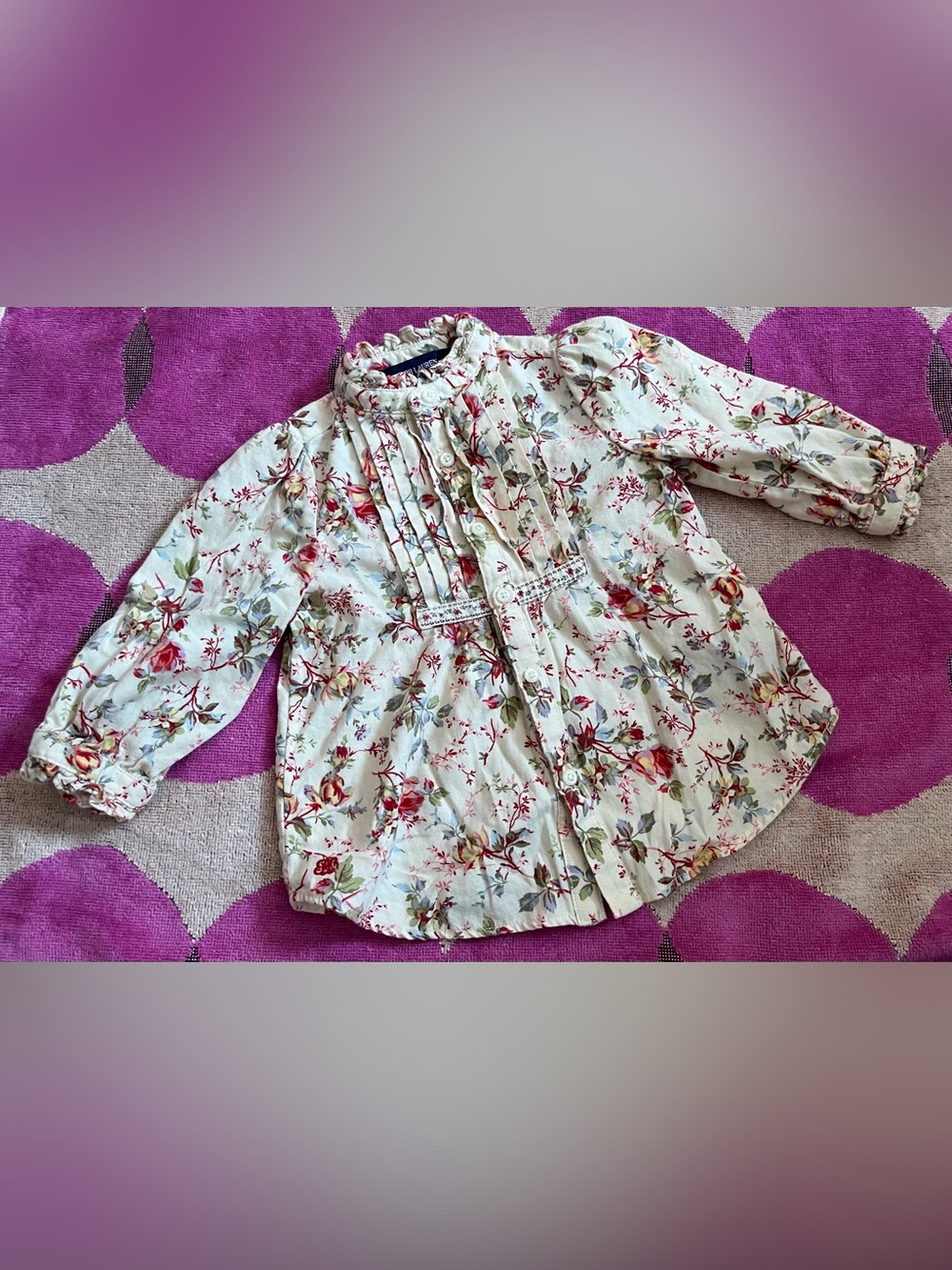 Sézane Style Ralph Lauren Infant 100% Cotton Vintage Floral Ruffle Top